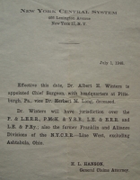 Albert1948Text Albert's assignment as railroad physician, 1948.