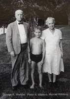 DadGeorgeGG George, Harriet and Peter, probably at Indian River, Michigan. Circa 1938.